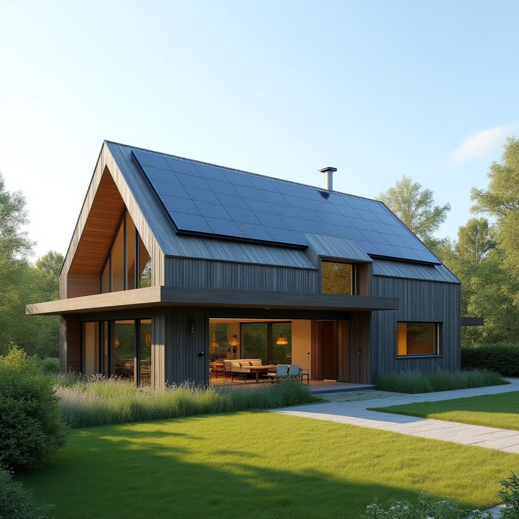 Installation toiture moderne écologique